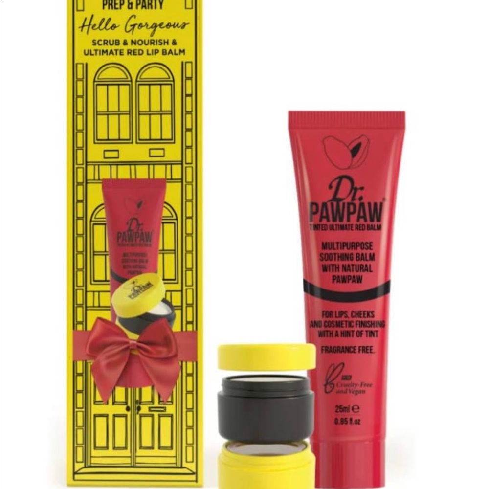 Dr. PawPaw Prep & Party Scrub/Nourish/Ultimate Red Lip Balm